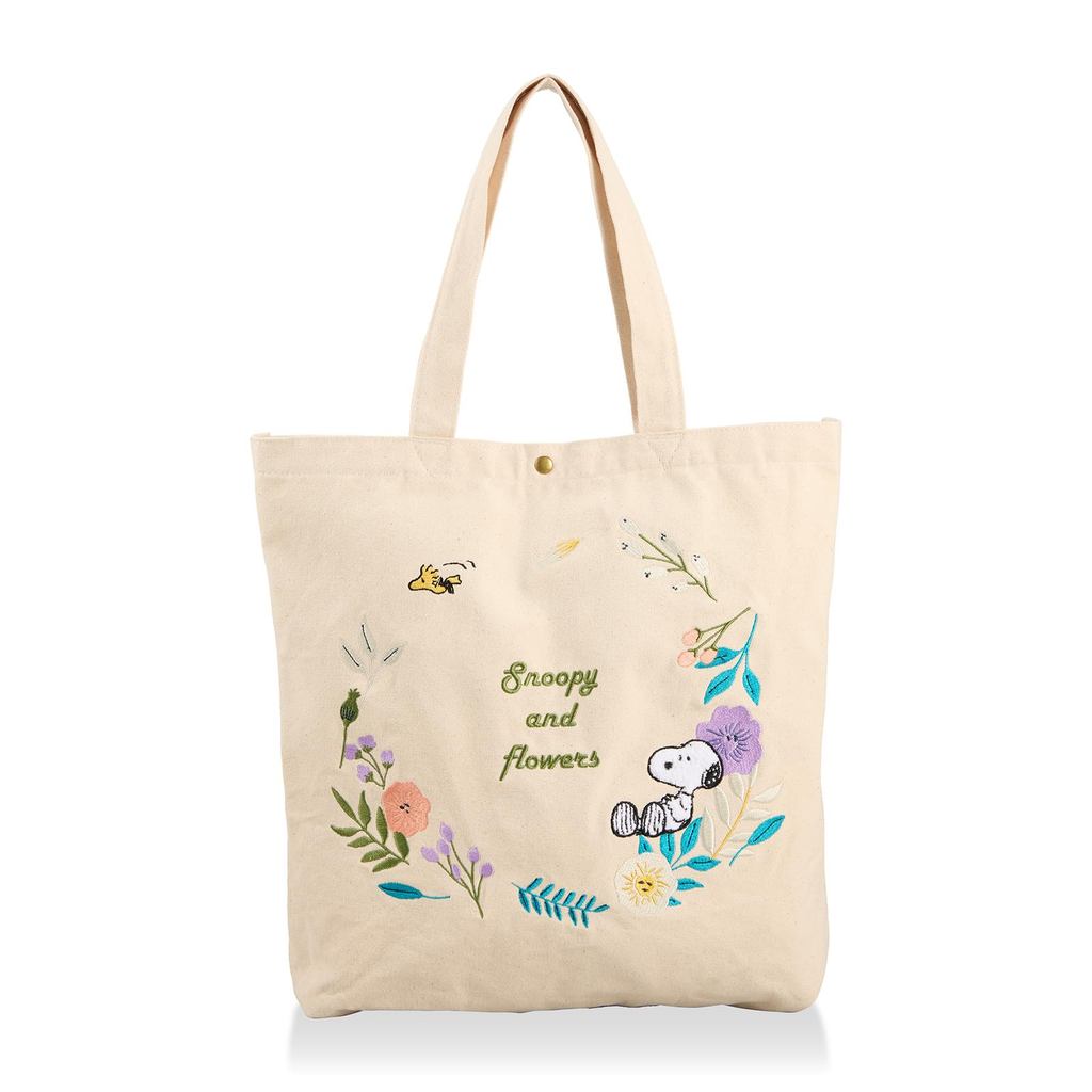 Hapitas Snoopy Tote Bag Natural Flower Wreath 6086 PN140