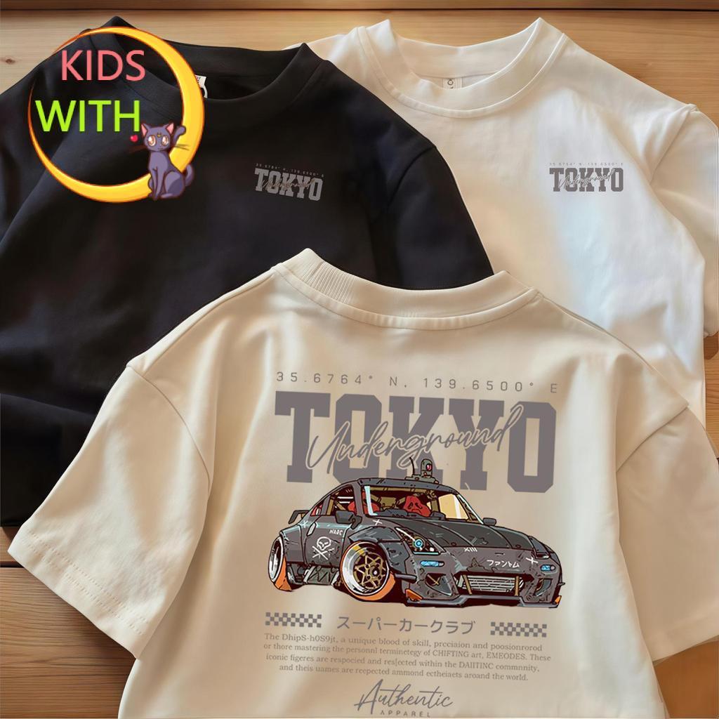 COD 2026 Tokyo Racing Car Printed Kid's T-shirt Fashion Trendy Casual for 3-13 Yrs เสื้อยืดเด็ก / โตเกียว เรซซิ่ง