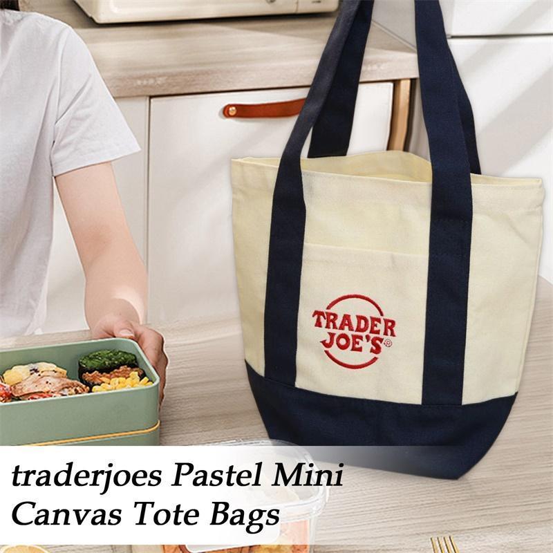 Trader Joes Canvas Tote Bags กระเป๋าช้อปปิ้งนํากลับมาใช้ใหม่และล้างทําความสะอาดได้สําหรับเดินทางชายห