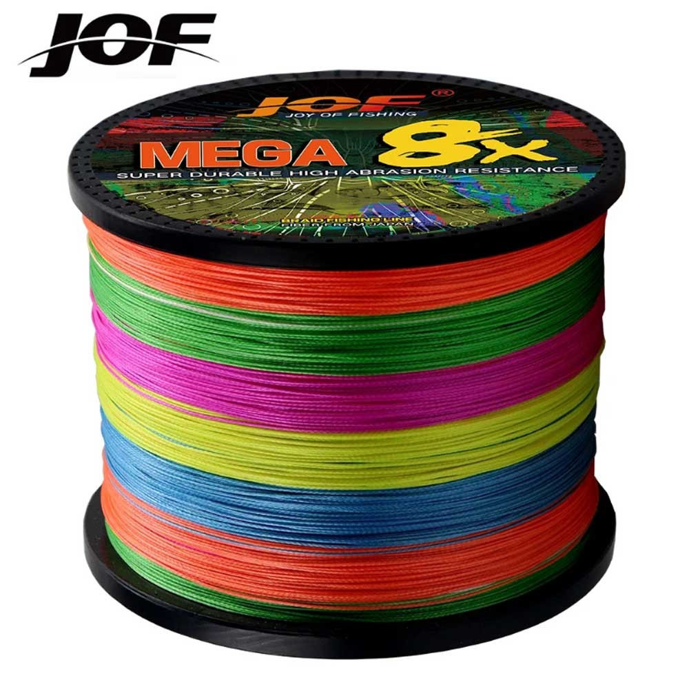JOF สายถัก 8 Strands Multifilament PE ความยาวต่างๆ สําหรับปลาคาร์พและเครื่องมือตกปลาระดับ 10LB-100LB
