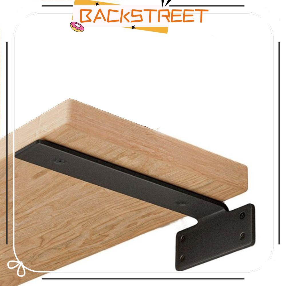 BACKSTAGEREAT Floating Shelf Brackets, Wall Mount Heavy Duty Cast Iron Shelf Brackets, สีดําเคลือบโล