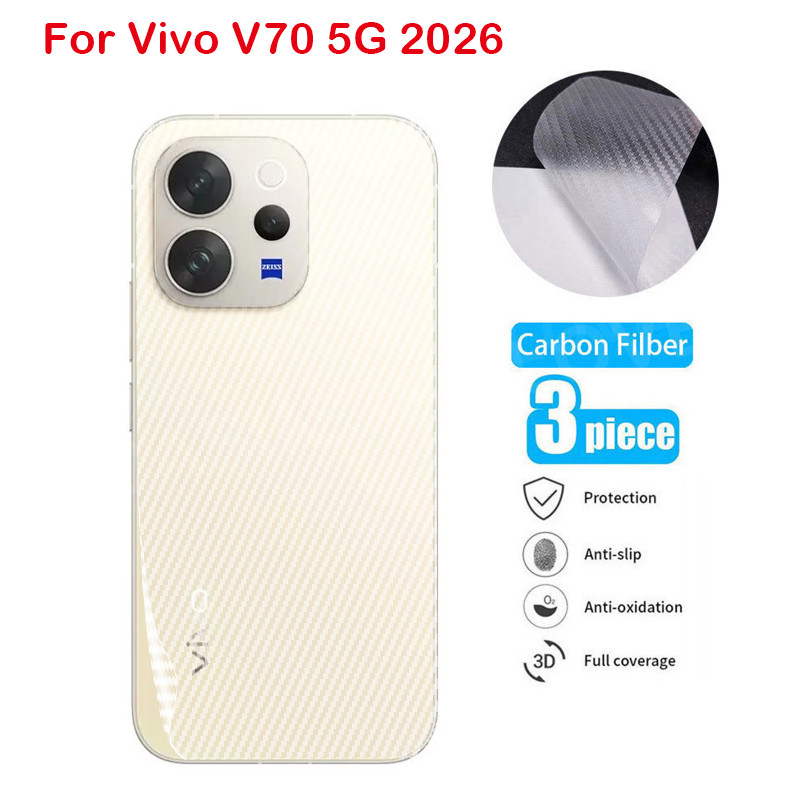 1-3 ชิ้นคาร์บอนไฟเบอร์กลับฟิล์มสําหรับ Vivo V70 5G V70 Lite Elite FE 5G 4G 2026 Anti-Scratch สติกเกอร์ป้องกันหน้าจอป้องกันฟิล์ม