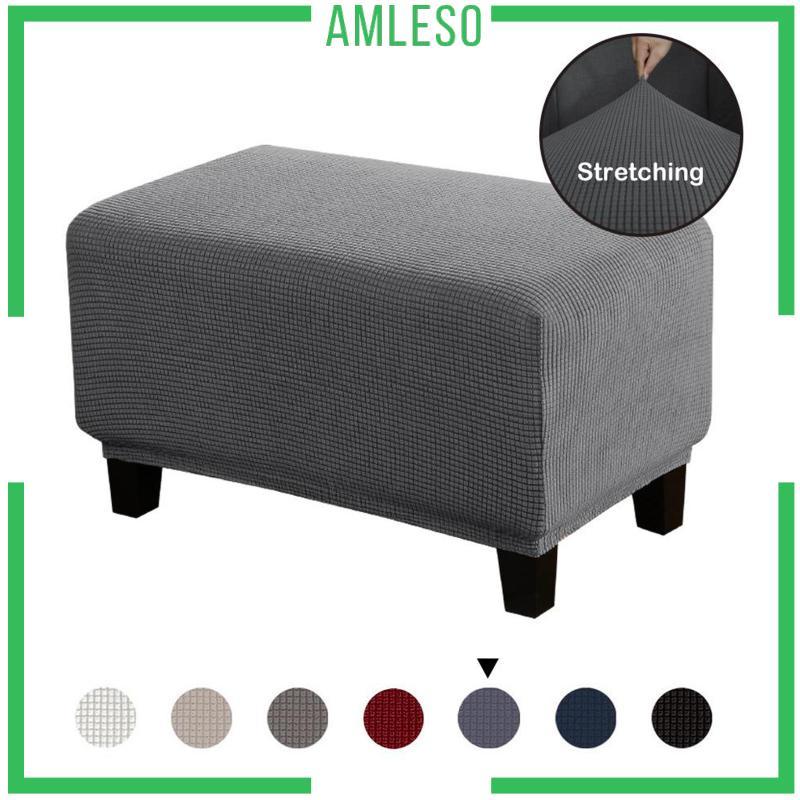 [Amleso] ผ้าคลุมสตูลวางเท้ายืดหยุ่น Ottoman Slipcovers Storage Pouf โซฟาเก้าอี้ขนาดเล็ก