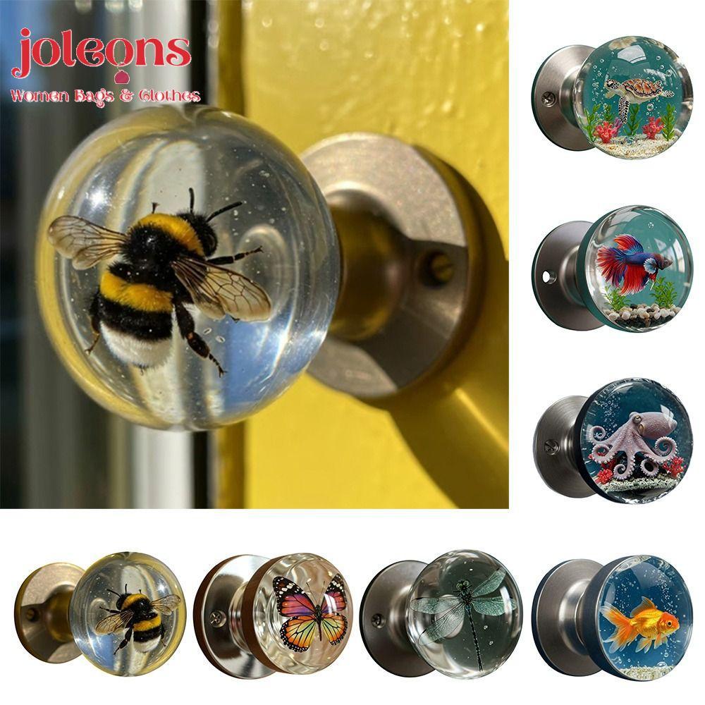 JOLEONS Animal Artistic Knob, Butterfly Pattern Retro Decorative Door Handle, Round Scratch-Resistan
