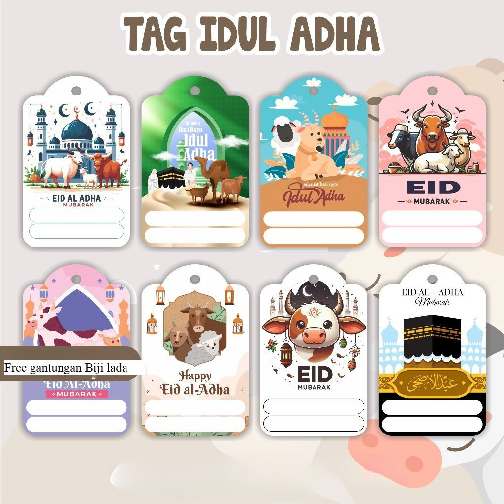 GANTUNGAN (Yunita) Eid al-Adha Hang Tag รวมไม้แขวนเสื้อเมล็ดพริกไทย แท็ก พัสดุ ของขวัญ Hangtag - Eid