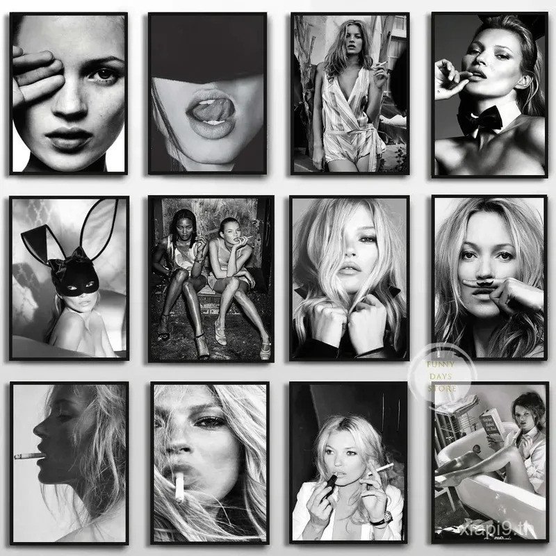 COD Vintage เซ็กซี่ Supermodel Kate Moss โปสเตอร์สูบบุหรี่ผ้าใบจิตรกรรมพิมพ์ Wall Art Feminist แฟชั่