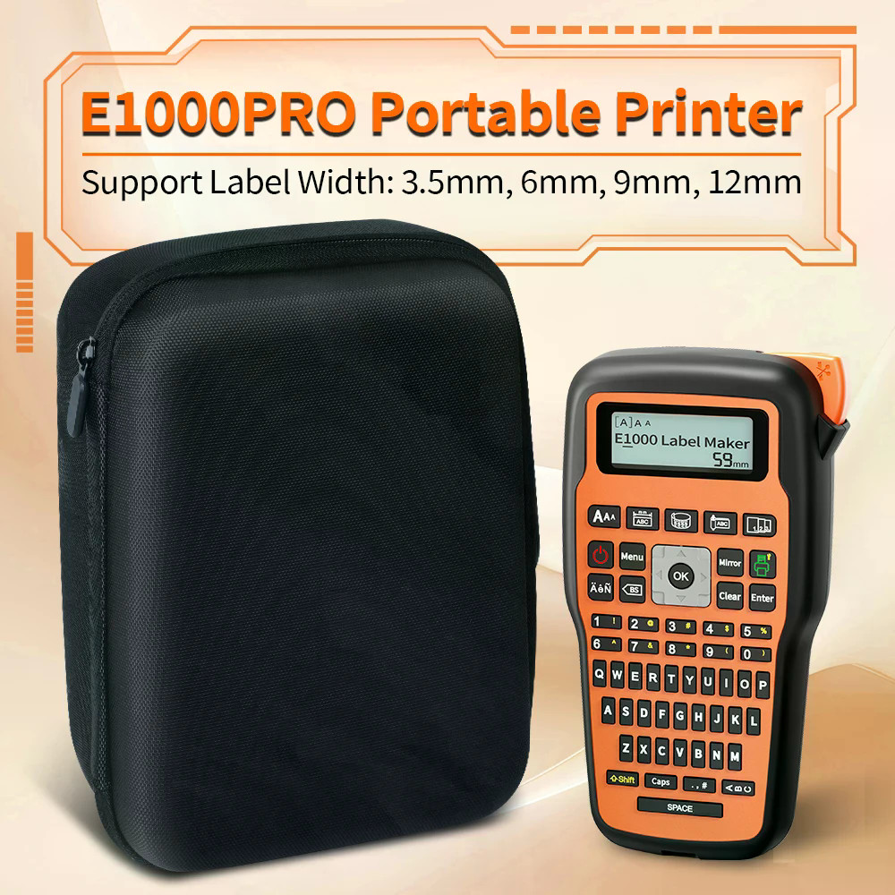 E1000 PRO ชุดกล่องเก็บเครื่องพิมพ์ฉลากและท่อหดความร้อน