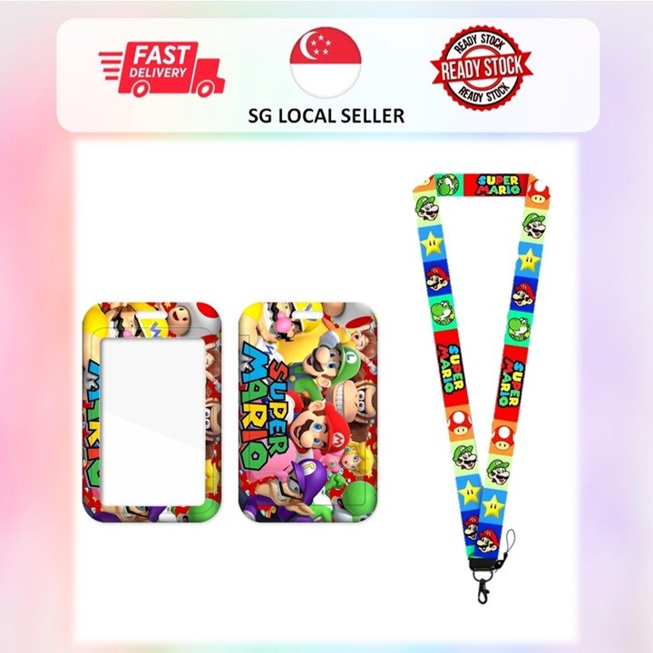Super Mario Ezlink Card Holder + LANYARD l Children Day l Christmas l Browser Princess Peach Lugi To