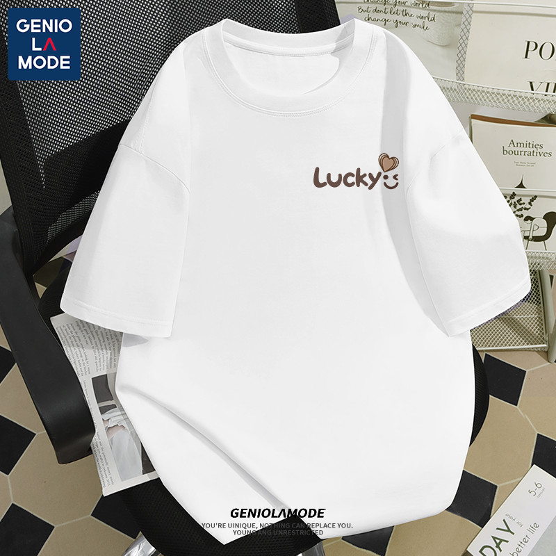 GENIO LAMODE เสื้อยืดคอกลมทั้งชายและหญิง ทำจากผ้าฝ้าย 100% เนื้อผ้านุ่มสบายต่อผิว สไตล์คลาสสิก พอดีตัว