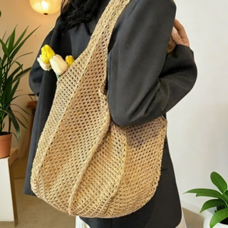 แฟชั่น กระเป๋าถือตาข่ายแบบเปิดด้านใน สำหรับผู้หญิง น้ำหนักเบ…