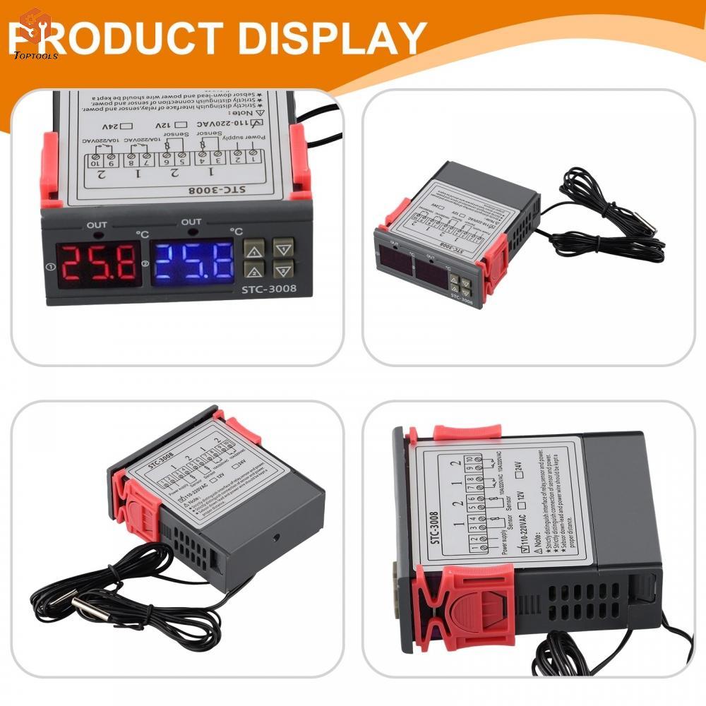 STC-3008 เทอร์โมสตัทเซ็นเซอร์ NTC อัจฉริยะรีเลย์เอาต์พุตจอแสดงผลดิจิตอล