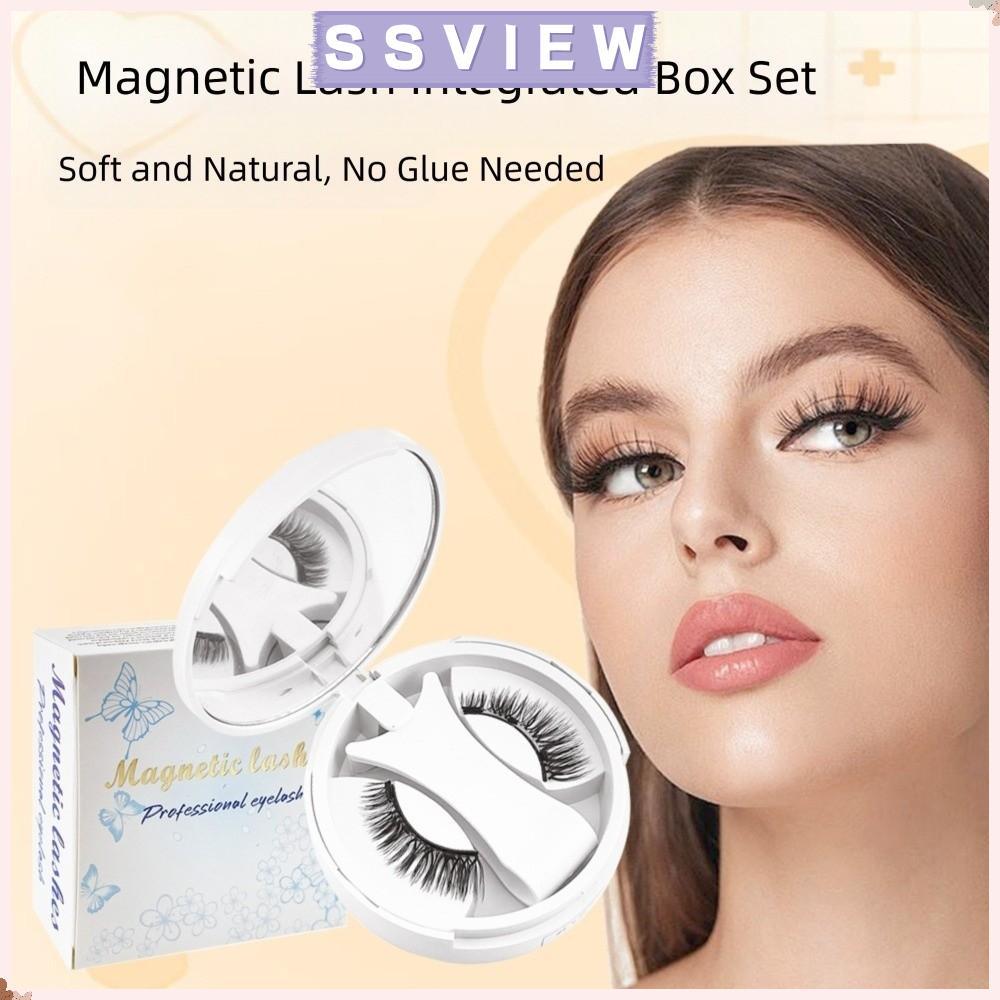 SILLSAVIEW Manga Lashes, ทําซ้ําใช้งานง่ายขนตาแม่เหล็กพร้อม Applicator, แฟชั่นไม่จําเป็นต้องกาวขนตาป