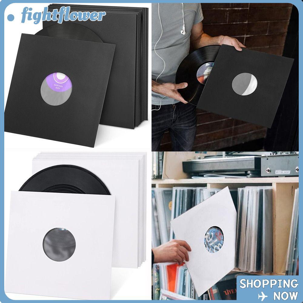 FIGHT Vinyl Records Sleeve, 7/10/12inch Black White LP Record Cover, Paper & Poly Lined Record Prote