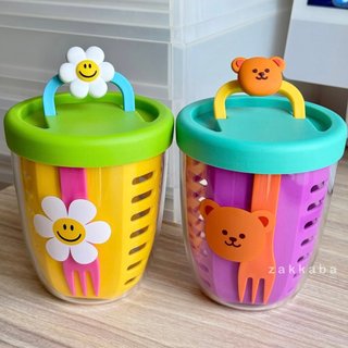 Wiggle Fruit Pot / กล่องใส่ผลไม้พกพา + ส้อม ฝาปิดสนิท