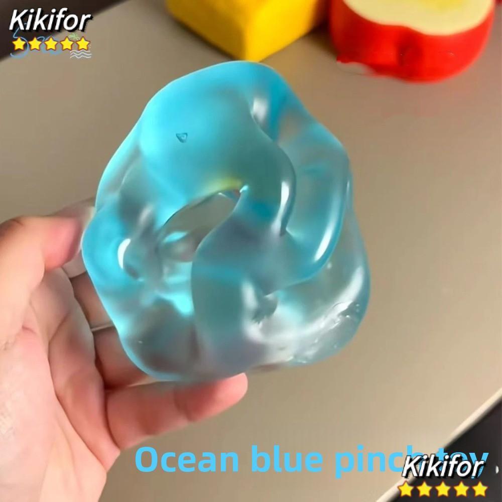 KIKIFOR ของเล่นสกุชชี่ วัสดุนุ่มเด้งช้า อยู่ไม่สุขประสาทสัมผัสต่อต้านความเครียดจําลองประสาทสัมผัสความเครียดบรรเทาสีฟ้าใสช้า-สะท้อนกลับ ของเล่นบีบอัดสําหรับของขวัญคริสต์มาส