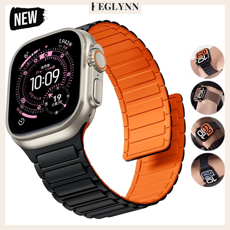 สายนาฬิกาซิลิโคนนิ่มแบบแม่เหล็ก for Iwatch Series 11 10 9 8 7 SE 3 2 1 Apple Watch Ultra 3 2 49 46 45 41 42 40 44 38มม.