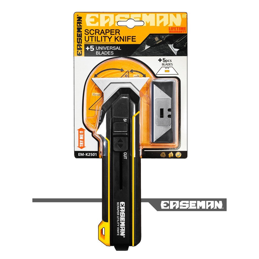 EASEMAN มีดยูทิลิตี้เปลี่ยนรูป Heavy-Duty มีดช่างไฟฟ้าออกแบบอัตโนมัติตัดพลั่ววอลล์เปเปอร์มีดมัลติฟังก์ชั่กาวพลั่ว