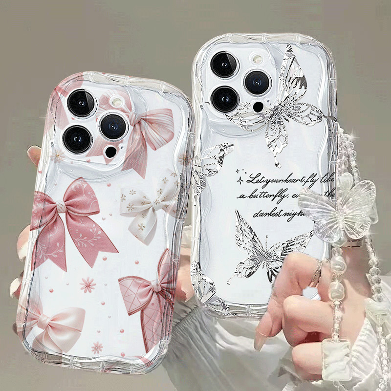 ผีเสื้อโบว์ปลอกโซ่สําหรับ VOVO V60 Lite V50 V40 Lite V30 V3E V29 V29E V27 V27E V25 V23 V23E 5G นุ่มน