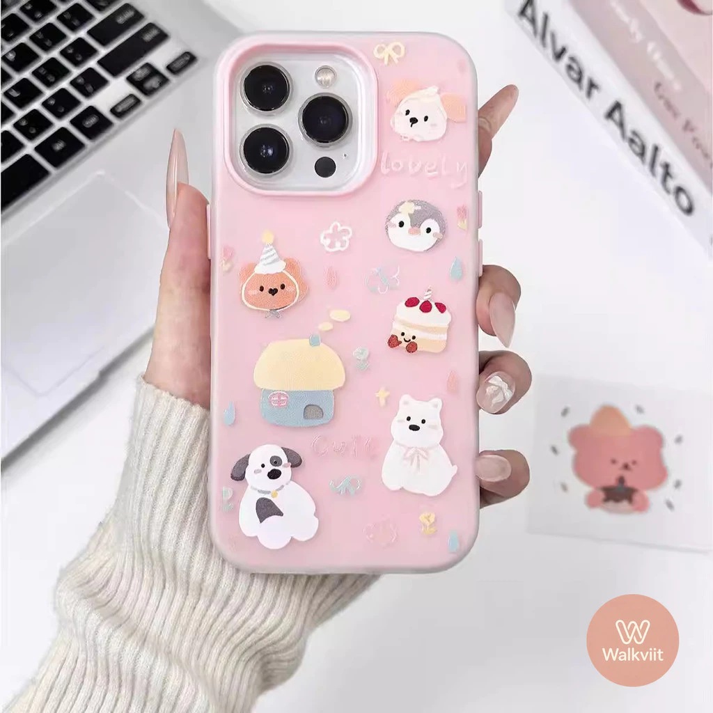 เคสอ่อนนุ่มลายน่ารักสัตว์การ์ตูน แบบ 2 in 1 ใหม่ OPPO Reno 5F 8T 15F 16F 5 11 10 12 13F 16 12F 5z 6 6z 13 14 14F 13F 15