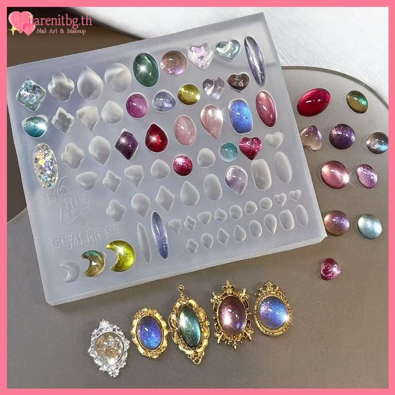 RENBG Retro กรอบรูปอัญมณี Baroque Shell แกะสลัก 3D บรรเทาเล็บแม่แบบเล็บซิลิโคนโปร่งใสเล็บแม่พิมพ์ TH