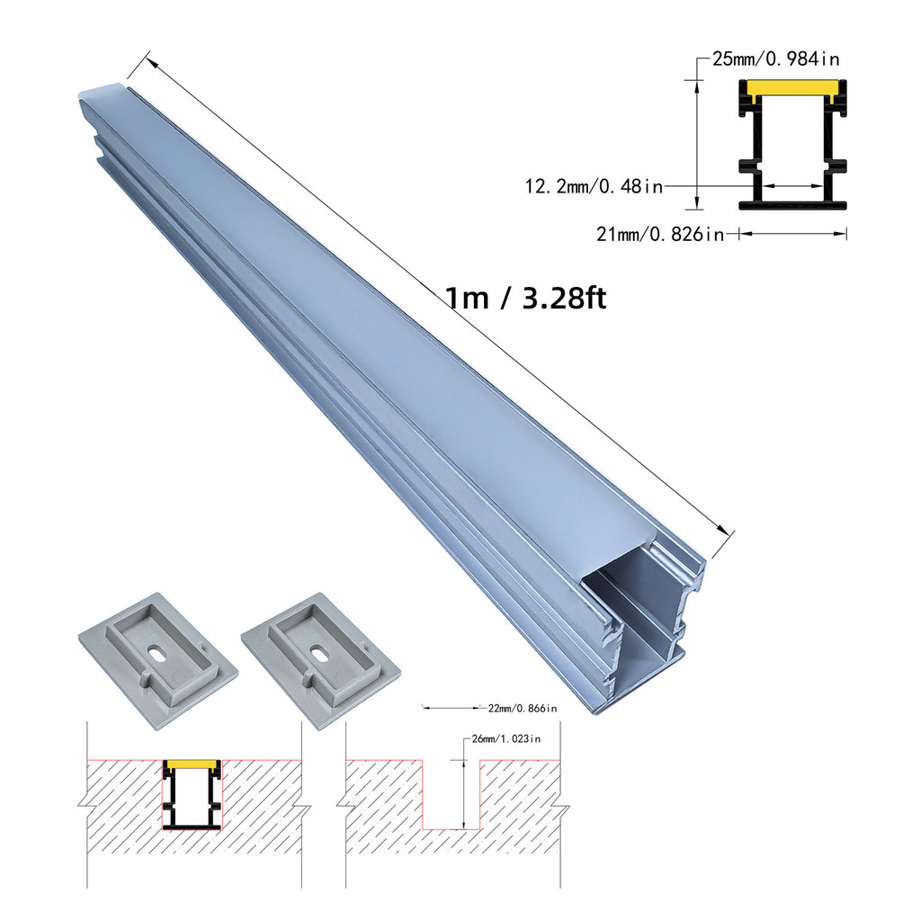 ไฟเส้น นํา เปลือกแสงในร่มเท้าแสงเชิงเส้นใต้ดินแสงวัสดุอลูมิเนียมเปลือกฝังสายแสงโปรไฟล์อลูมิเนียม
