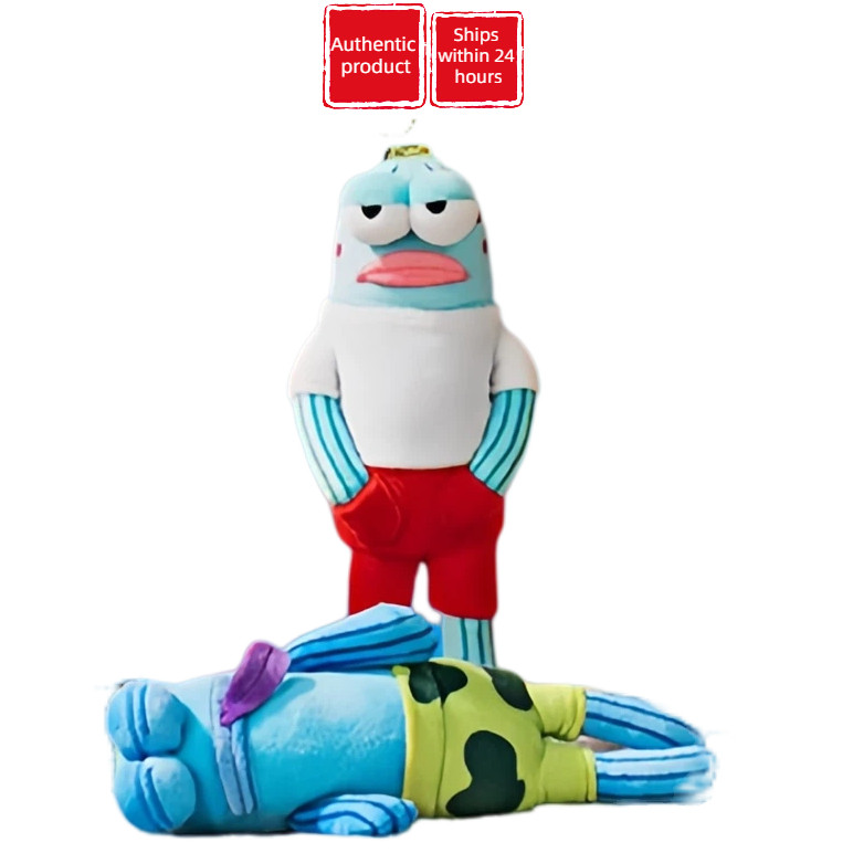 POP MART GONG SpongeBob ซีรีส์ Bikini Bottom กล่องสุ่ม พวงกุญแจขนนุ่ม ปลาแฟนซี ของแต่งกระเป๋า ราคา ถูกที่สุด ดีลบีเคเค