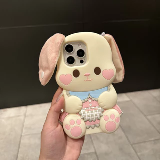 3ง หูตุ๊กตาน่ารักการ์ตูนสุนัขซิลิโคนเคสโทรศัพท์สําหรับ ไอโฟน 17 16 15 14 13 12 11 มือโปร สูงสุด ปลอกการ์ตูนสัตว์ซิลิโคนอ่อนนุ่มฝาครอบป้องกันสําหรับ ไอโฟน16โปรแม็กซ์ ก