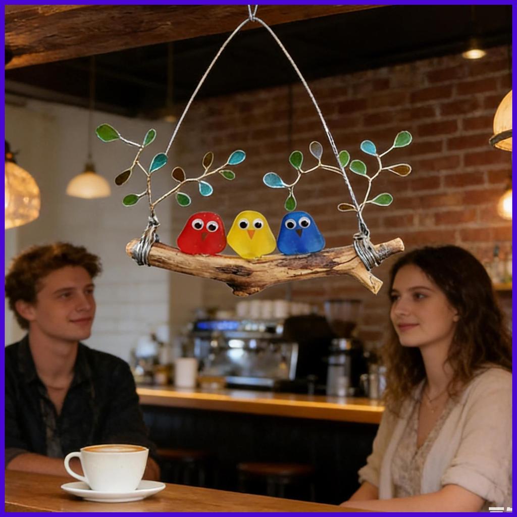 Sea Glass Decor สําหรับตกแต่งบ้านบรรยากาศวันหยุด Props สีสัน Sea Glass Bird Perch เครื่องประดับสําหร