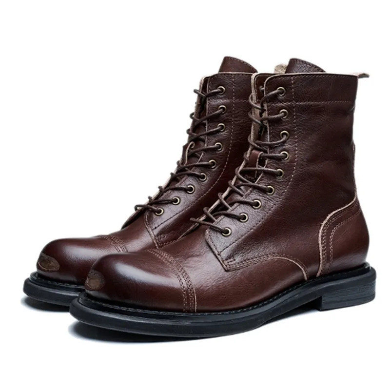 ZH Ready StockMartin Boots Mens Basic Boots Man Casual Shoes Genuine Leather Retro Handmade Boots Ma