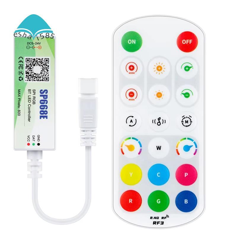 Eshai585SP668E สําหรับ WS2811 สําหรับ WS2812B SPI RGB LED Controller 600 IC BT APP 2.4G Remote- DIY 