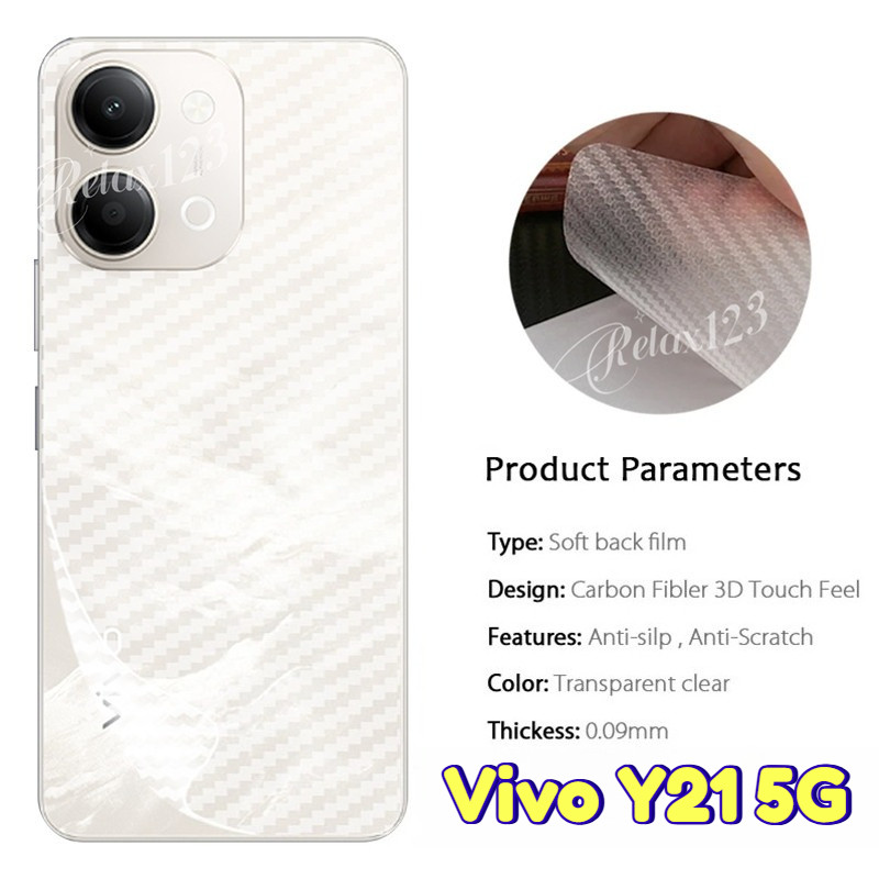 คาร์บอนไฟเบอร์กลับฟิล์มสําหรับVivo Y21 5Gคาร์บอนไฟเบอร์ป้องกันหน้าจอสําหรับVivo Y21 Y21d VIVO Y21 Y2