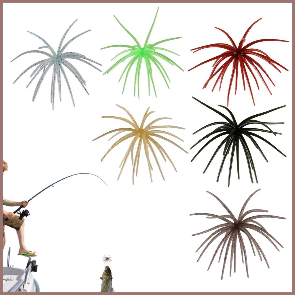 Sea Urchin นุ่ม 6 ชิ้น Tentacled SwimLure Sea Urchin สําหรับน้ําจืดน้ําเค็ม Perch Mandarin Snakefish