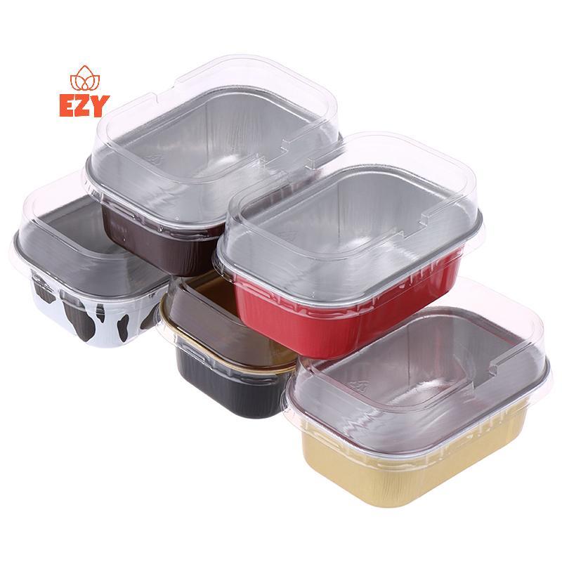 EZY 10 ชิ้น 168 มิลลิลิตรสี่เหลี่ยมอลูมิเนียมฟอยล์เบเกอรี่ถ้วยทนความร้อน Cupcake Liner แม่พิมพ์ขนมเค