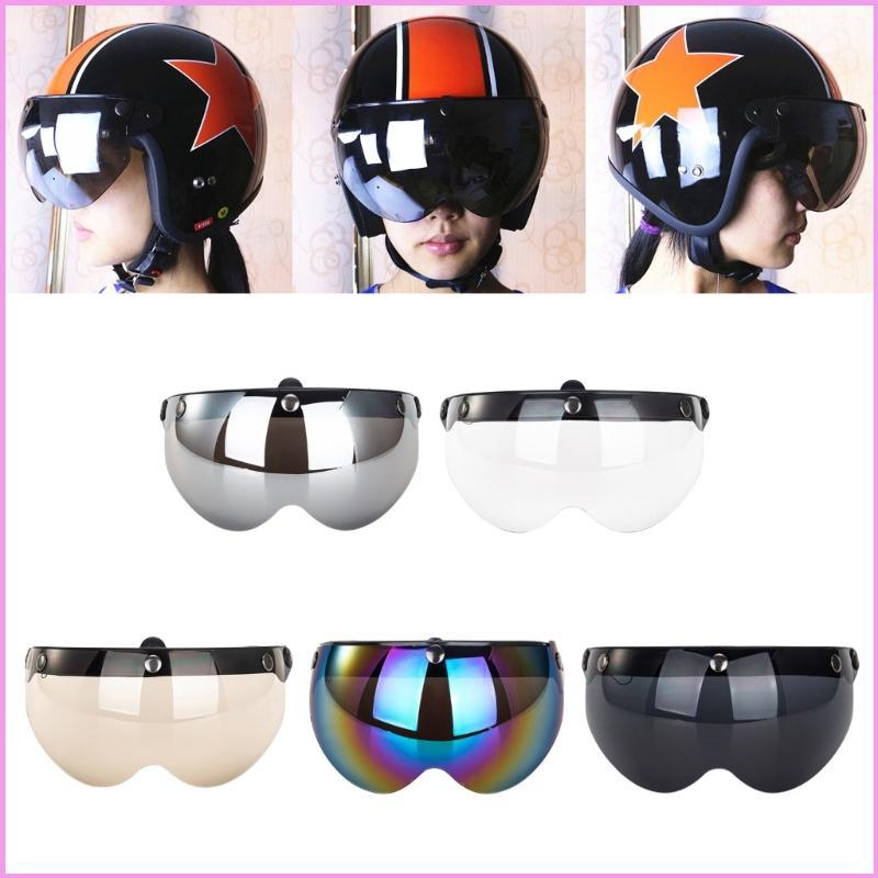 Cinn Universal รถจักรยานยนต์ Retro Pilot-สไตล์มาตรฐาน 3 Snap-Button Visors Flip Up Down หมวกกันน็อคเปิดหน้า Wind Shield Dur