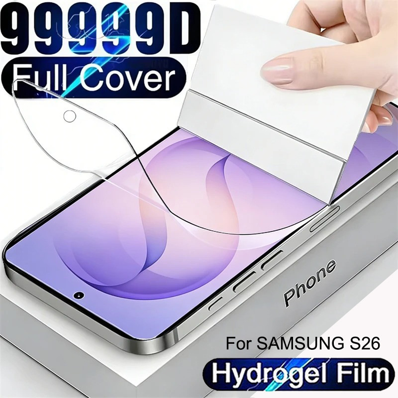คลุมทั้งหมดฟิล์มไฮโดรเจล สําหรับ Samsung Galaxy S26 S25 S24 S23 S22 S21 S20 Plus S26 Ultra S25 Edge S25FE S24FE S23FE S21FE S20FE Note 20 Ultra 10 Plus 9 8 ด้านหน้าป้องกันหน้าจอฟิล์มนุ่มไม่แก้ว