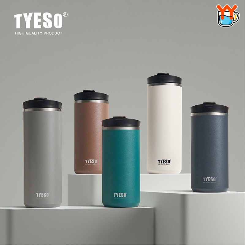 TYESO แก้วน้ํากดฉนวนสูญญากาศ 304 เครื่องชงกาแฟและชาสแตนเลสแบบพกพา Cold Brew ถ้วยกดฝรั่งเศสสําหรับสํานักงาน
