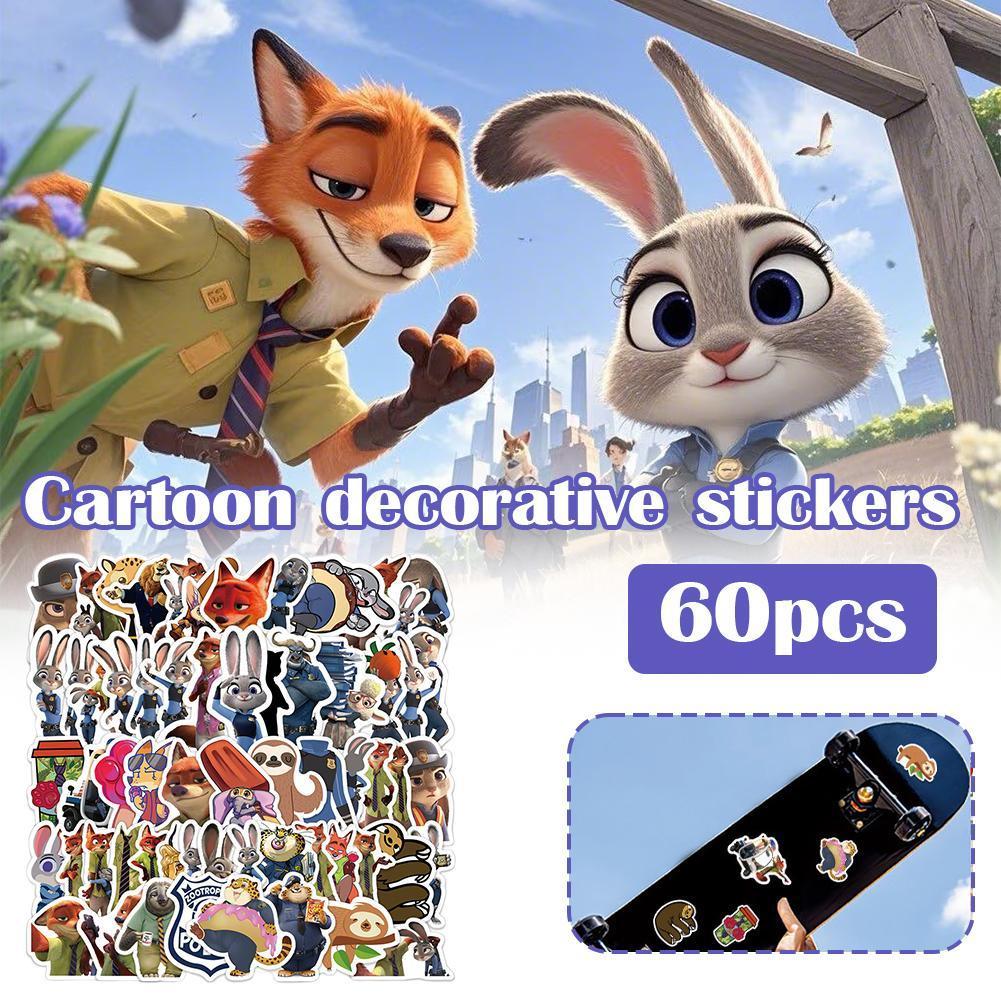 60 Crazy Zootopia ของตกแต่งการ์ตูน Notebook Mobile Account Stickers Cross Desktop Border V9h4