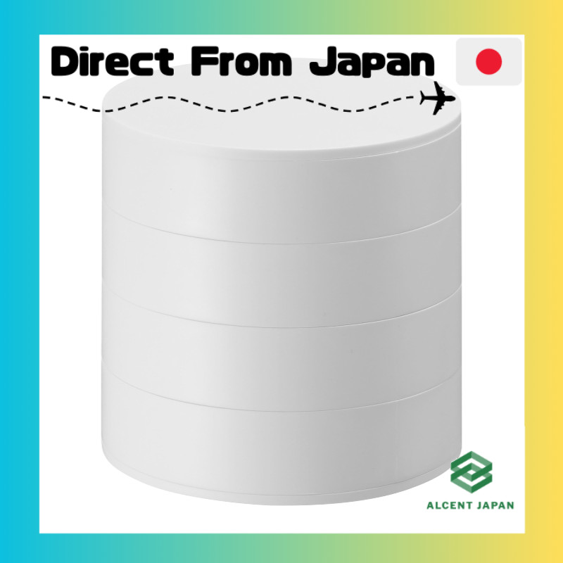Yamazaki Accessory Tray, 4-Tier, White — Approx. W10 × D10 × H10 cm, Tower, With Lid, Accessory Case