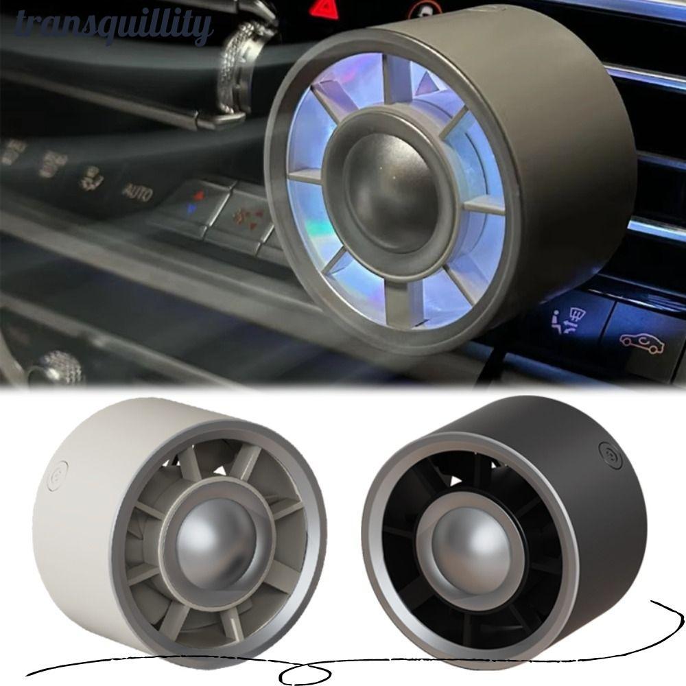 TRANSQUILLITY พัดลมแอร์รถยนต์, ไฟหลากสี Type-C Air Outlet Fan, Mini High Wind 3 Speed Adjustable Turbocharger Car Clip Fan อุปกรณ์เสริมในรถยนต์