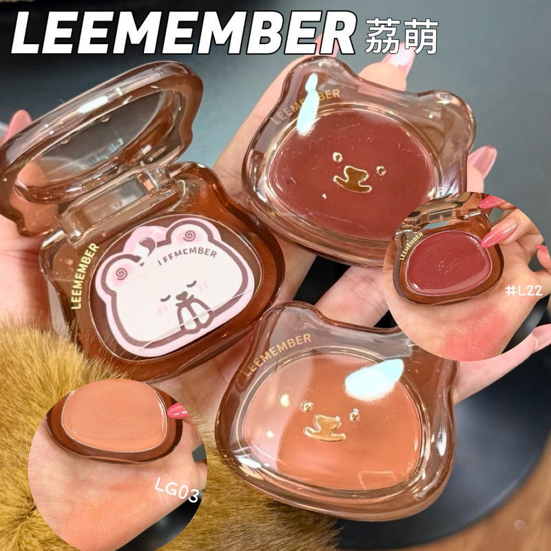 LEEMEMBER Blush Cream, Dual-use Lip and Cheek Blush Cream, Red Wine Cherry Pink Series