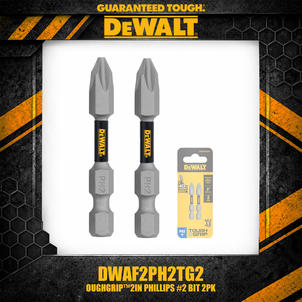 DEWALT DWAF2PH2TG2 TOUGHGRIP™ 2IN PHILIPS #2 ดอกไขควง 2PK อุปกรณ์เสริมเครื่องมือ