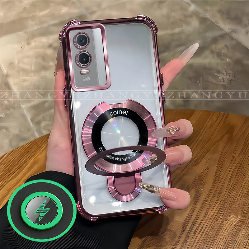 เหมาะสําหรับ Vivo Y76 Y76S เคสโทรศัพท์ใหม่วงเล็บยึดแม่เหล็กกันกระแทกปลอก SJ09