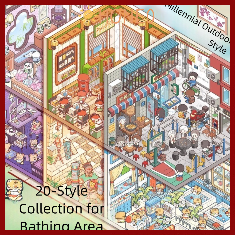 HONE Miniature Collection สติกเกอร์, 4.0 รุ่น Pocket Cabin ฉากสติกเกอร์ภูมิทัศน์หนังสือ, DIY ภาพซ้อน