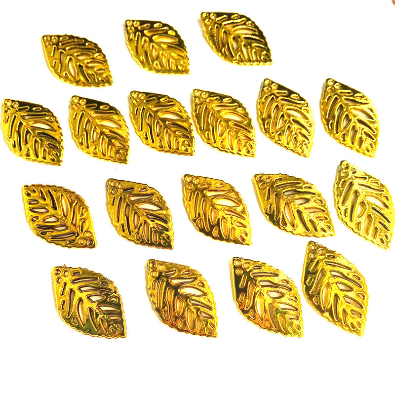 ABSl Hollow ชุบ Golden Leaf 3.5 * 2 DIY Handmade String ดอกไม้วัสดุลูกปัดหลวม L0YH