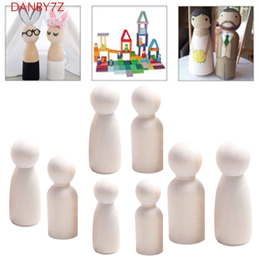 DANBY7Z ตุ๊กตาหมุดไม้สําหรับเด็กเด็ก 35/43/53/65 มม.หุ่นทํามือเปล่าไม้ธรรมชาติตกแต่งงานแต่งงาน