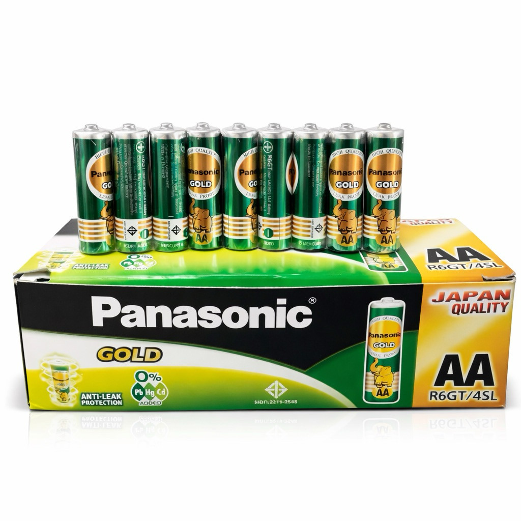 [แพ็ค4ก้อน] Panasonic ถ่านไฟฉาย พานาโซนิค AA / AAA 1.5V รุ่นเขียวทอง