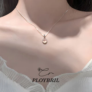 PLOYBRIL สร้อยคอ หินใส นำ โชค ประดับเงิน ไม่ลอกไม่ดำ X053