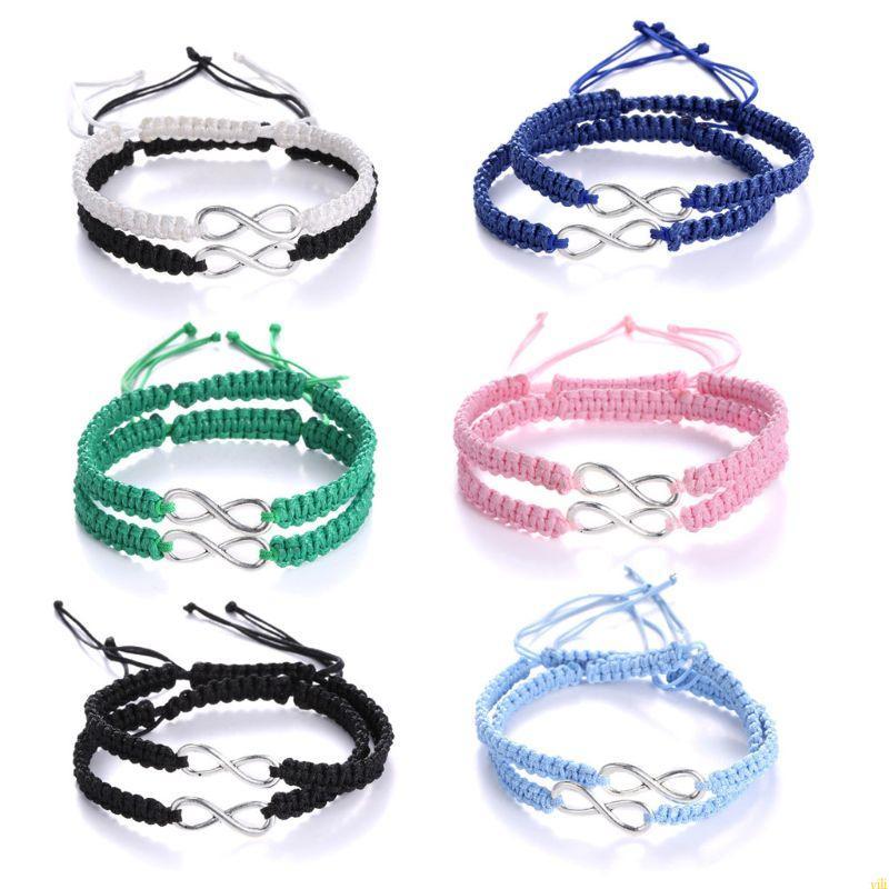 Yili 2 ชิ้นสําหรับ Infinity Love Matching สร้อยข้อมือ Figure8 เชือกถักปรับได้สําหรับ Fri