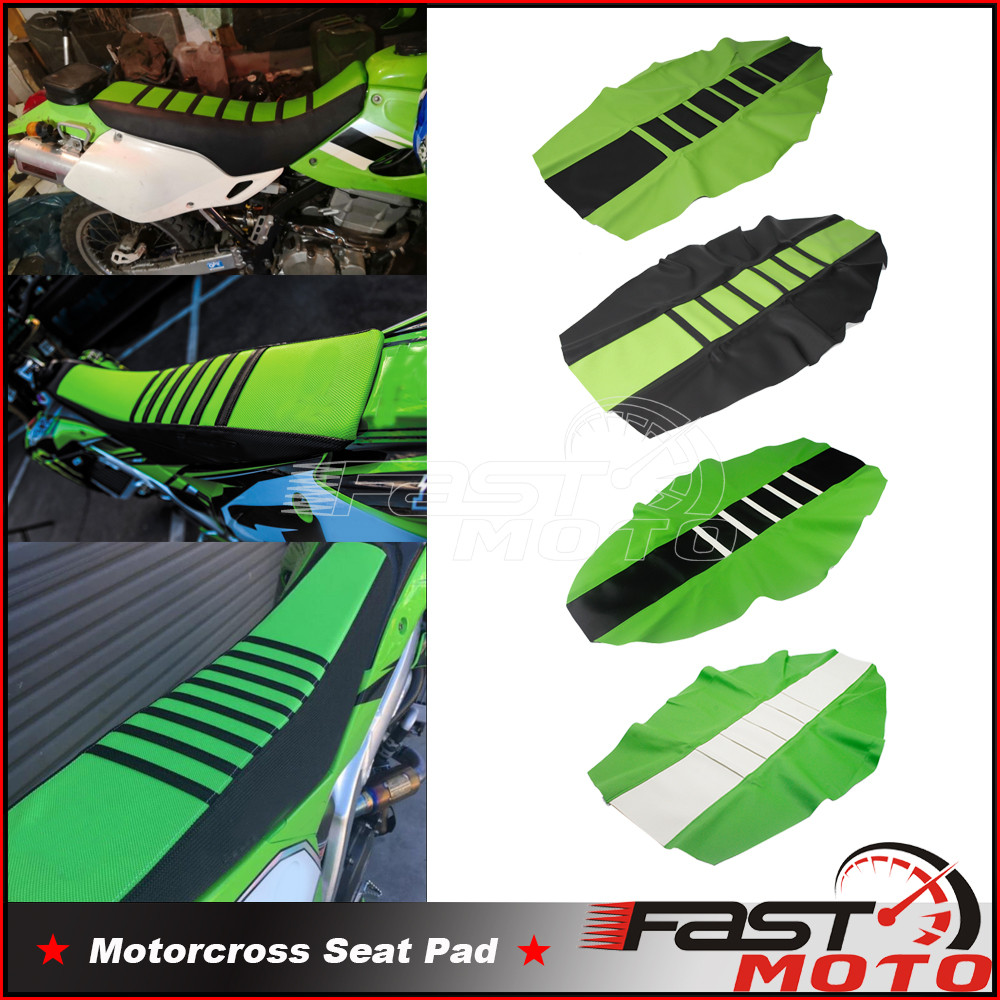 TC For Kawasaki Black/Green Motocross MX Ribbed Traction Seat Cover Pad for KX85 KX112 KX100 KX65 KX