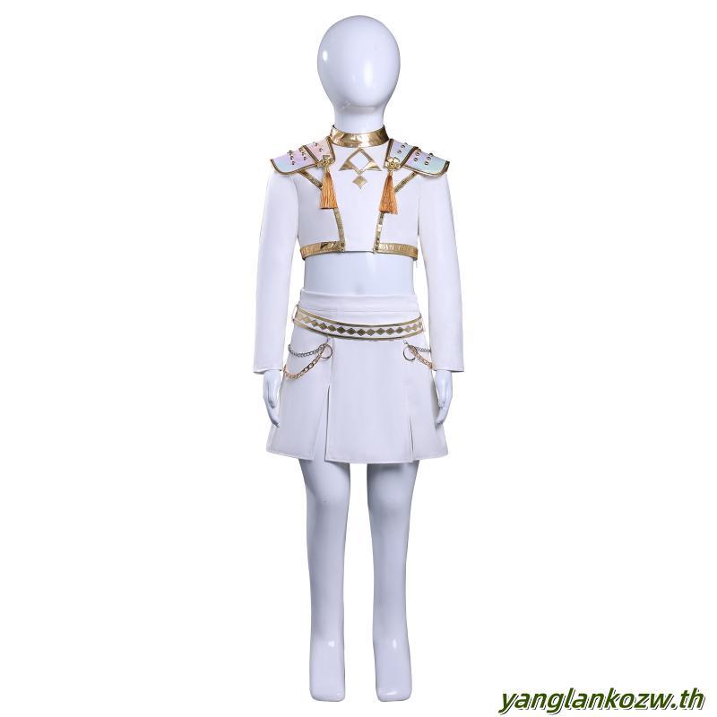 【HX-YAO】ขนาดเด็ก KPop Demon Hunters cosplay costumes Rumi Mira Zoey ชุดผิวขาวคอสเพลย์ชุดฮาโลวีนแสดง